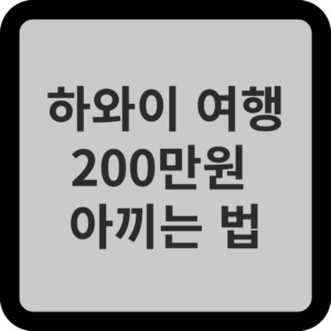 하와이 여행 200만원 아끼는 법